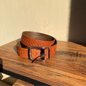 Genuine Leather Woven Detail Western Belt